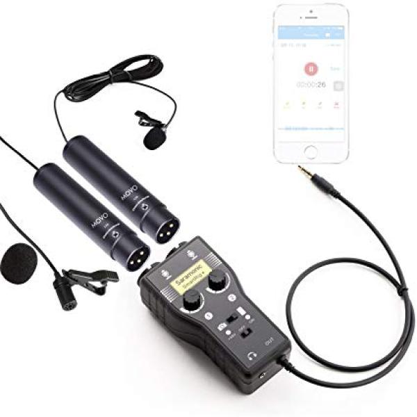 Saramonic SmartRig Plus 2-Channel XLR Microphone Audio Mixer وصلة سيرمانيك 2مدخل للصوت لتسجيل صوت المكسر أو الأوكس على الجوال او الكاميرا وممكن ايضاً استخدامها للبث المباشر على وسائل التواصل الأجتماعي
